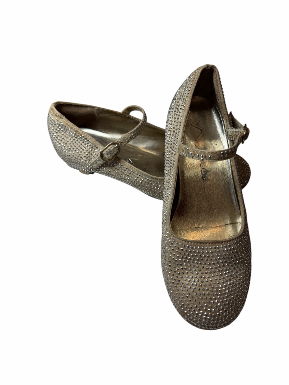 Nina Girls' Gold Rhinestone Mary Jane Dress Shoes